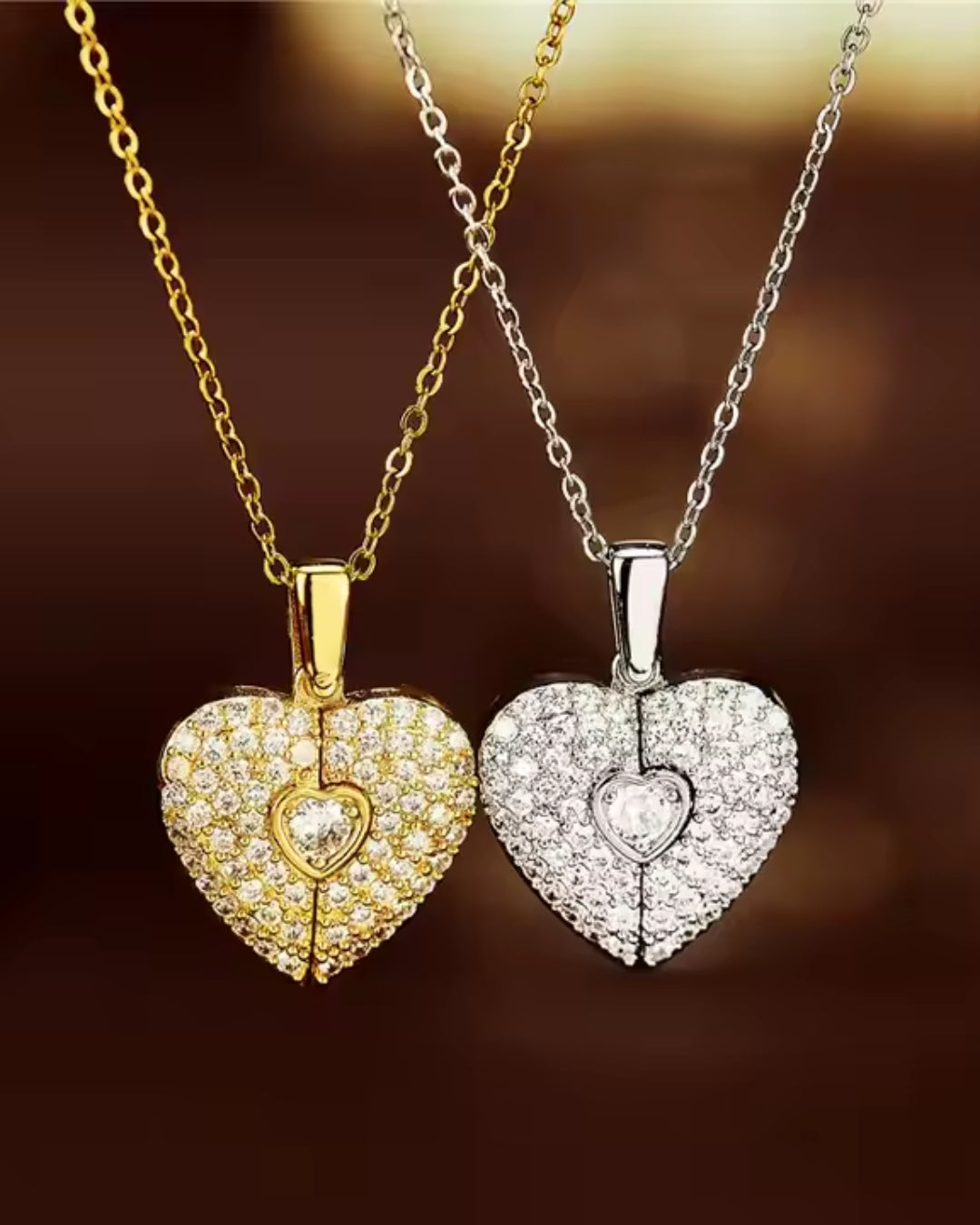 SP Fashion Jewelry Heart Shaped Stainless Steel Chain 18K Gold Plated Zircon Heart Wings Pendant Necklace for Women
